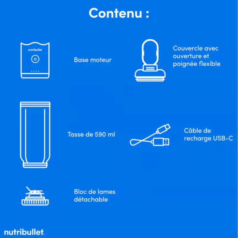 Blender Flex portable 590ML 100W bleu - NUTRIBULLET - NBP013BL