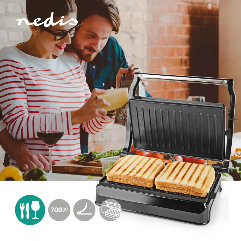 Grill de contact 700W argenté - NEDIS - KAGR111