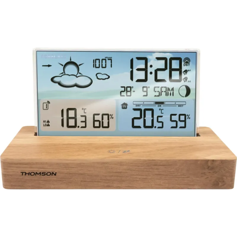 Réveil et station météo bois clair - THOMSON - REVCT600BB