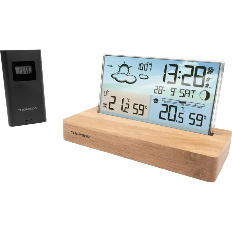 Réveil et station météo bois clair - THOMSON - REVCT600BB