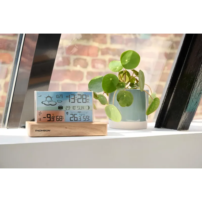 Réveil et station météo bois clair - THOMSON - REVCT600BB