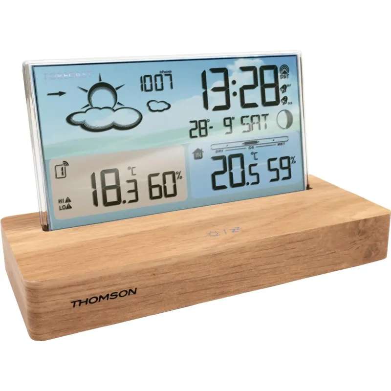 Réveil et station météo bois clair - THOMSON - REVCT600BB