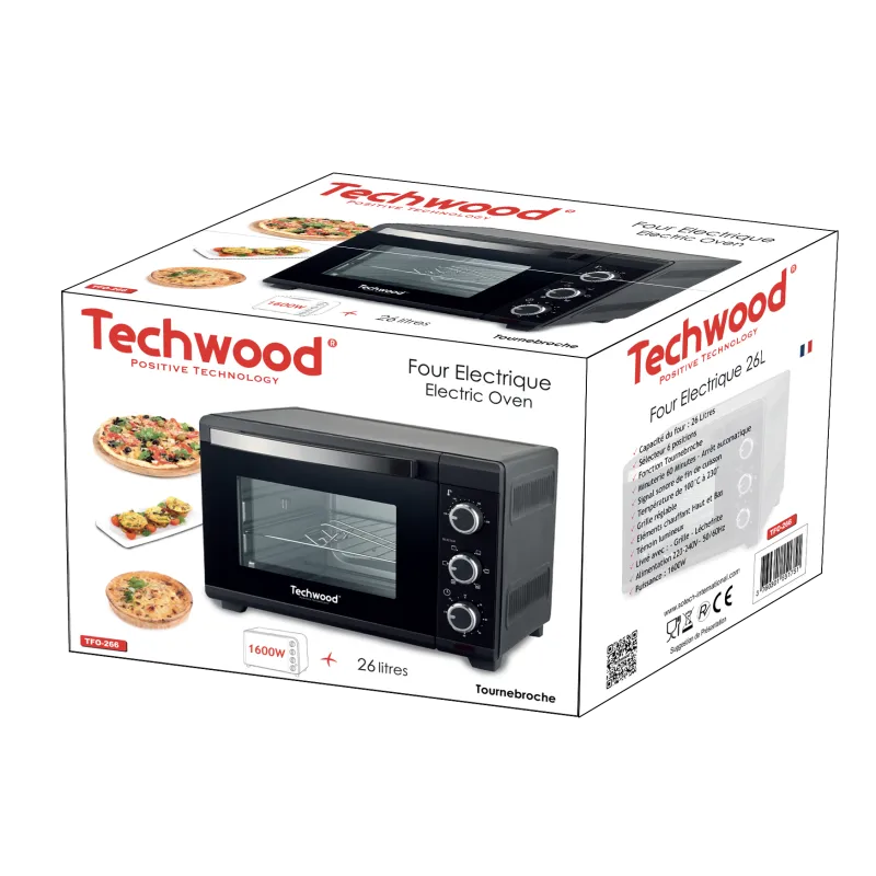 Four électrique à poser 26L 1600W noir - TECHWOOD - FOURTFO269TECH