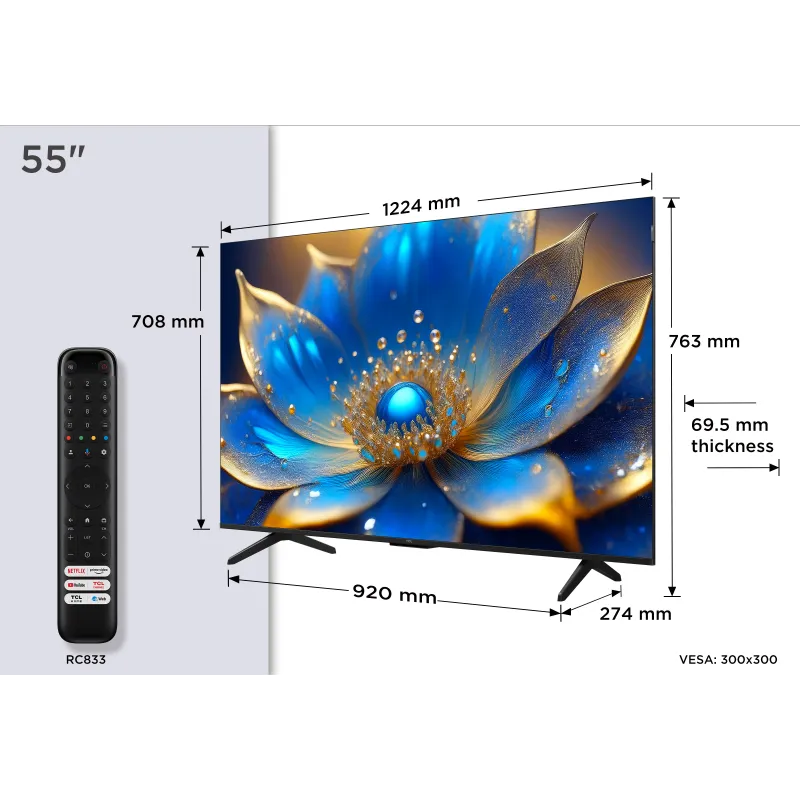 TV - QLED - TCL - 139cm - 4K - 60Hz - Smart TV - 55P71K