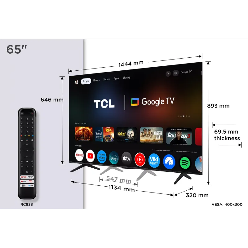TV - QLED - TCL - 164cm - 4K - 60Hz - Smart TV - 65P79K