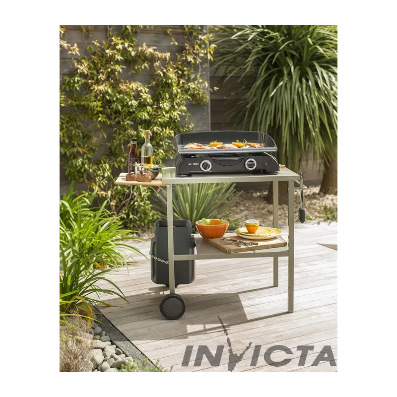 Plancha à gaz 2 brûleurs noir - INVICTA - RODEZ677