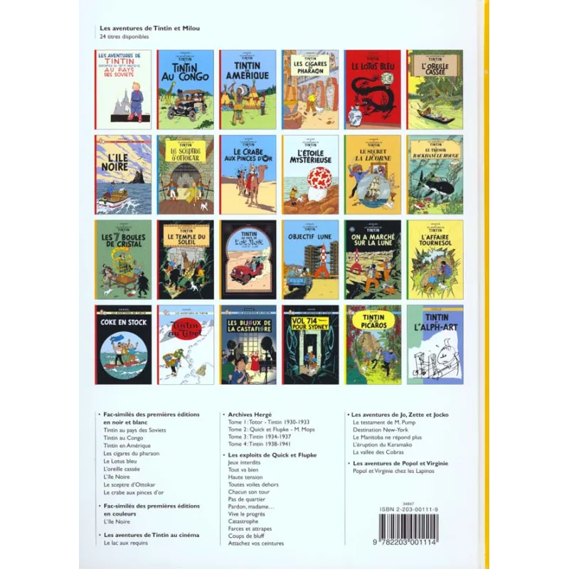 Les aventures de Tintin Tome 12 : le trésor de Rackham le rouge - Hergé - Casterman - Grand format - ravate.com librairie...