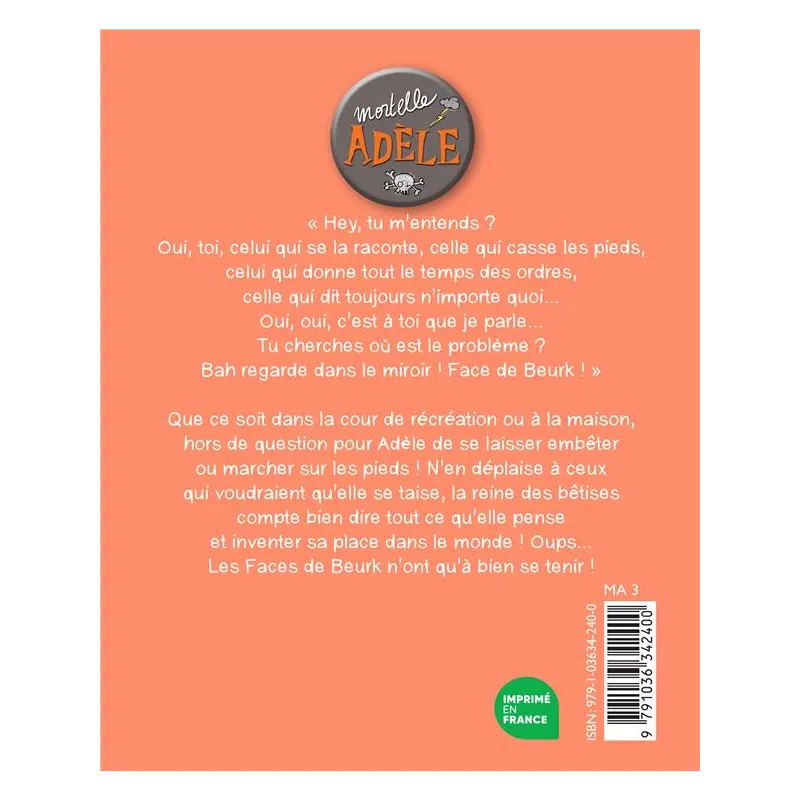 Mortelle Adèle Tome 19 : face de beurk ! - Mr Tan, Diane Le Feyer - Bayard Jeunesse - Grand format - ravate.com librairie...
