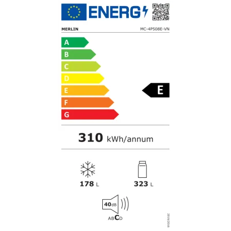 Réfrigérateur 4 portes NoFrost 508L Noir - MERLIN - MC-4P508E-VN