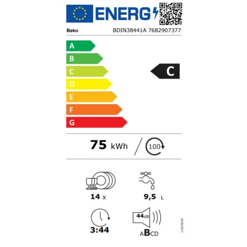 Lave-vaisselle intégrable 14 couverts 60cm Blanc - BEKO - BDIN38441A