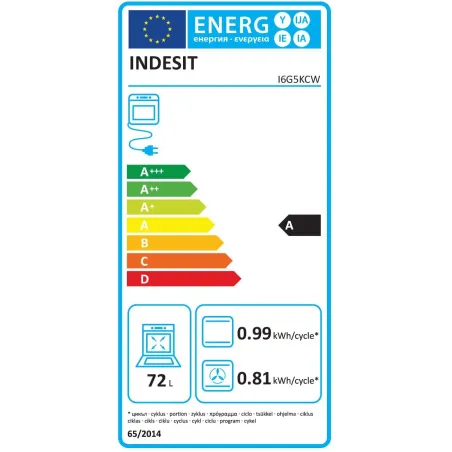 Cuisinière mixte 4 foyers à gaz avec Four électrique 72L Blanc - INDESIT - I6G5KCW
