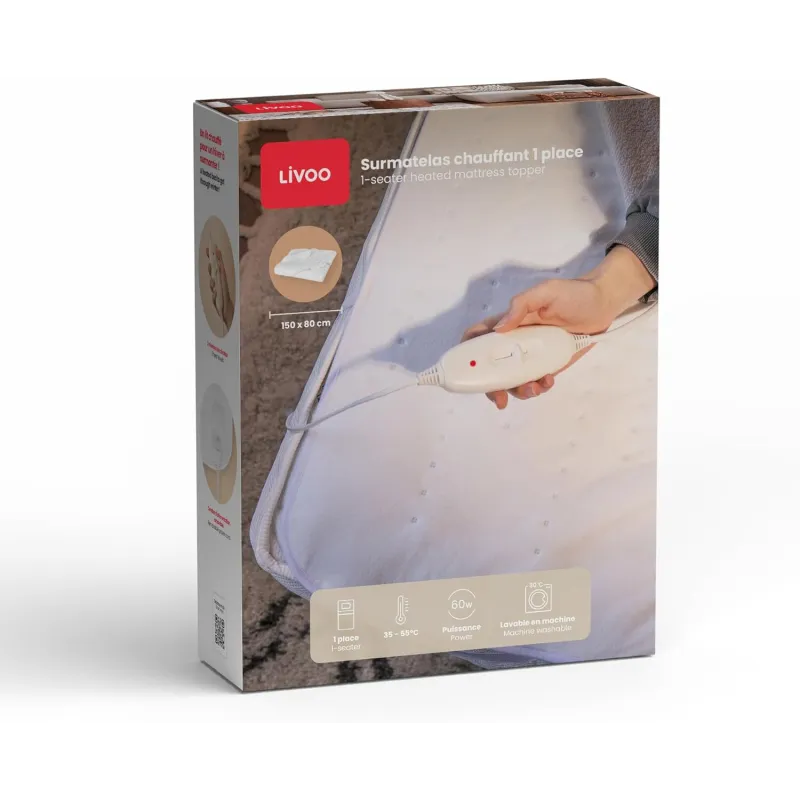 Surmatelas chauffant 1 place 150x80 cm - LIVOO - DOS216W