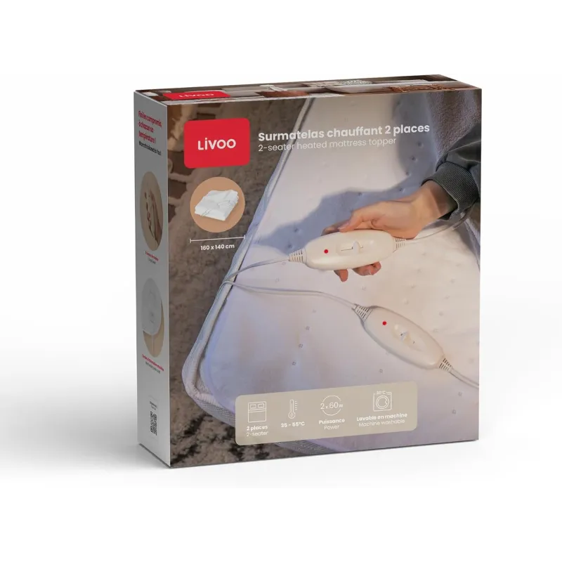 Surmatelas chauffant 2 places 160x140 cm - LIVOO - DOS217W