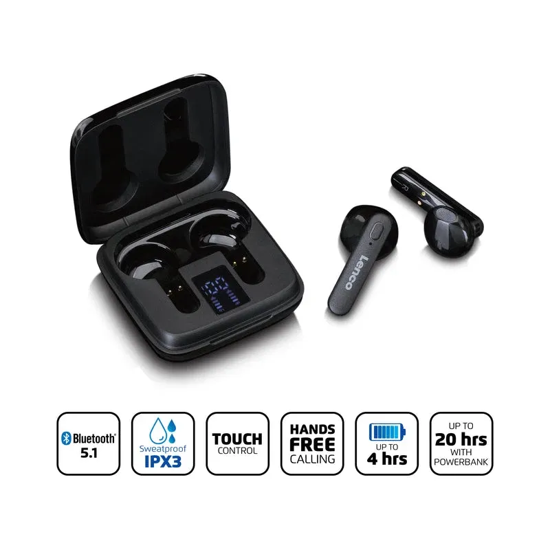Écouteurs bluetooth sans fil noir - LENCO - EPB430BK