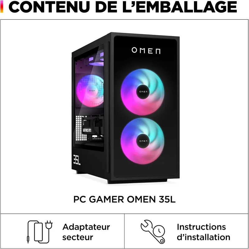 Tour PC gamer OMEN Intel core i7 14700F 32Go/1To Nvidia Geforce RTX 5070 Windows 11 noir - HP - HPOMENBC5K7EA