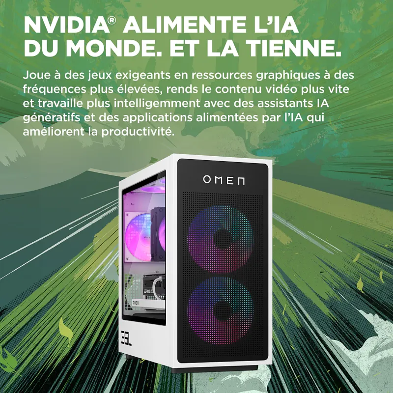 Tour PC gamer OMEN Intel core i7 14700F 32Go/1To Nvidia Geforce RTX 5070 Windows 11 noir - HP - HPOMENBC5K7EA