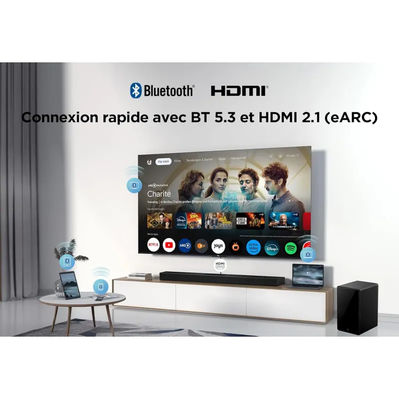 Barre de son bluetooth Dolby Atmos 5.1.2 620W noir - TCL - Q75H