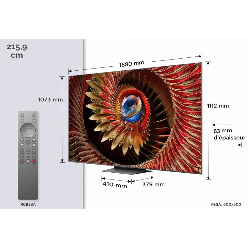 TV - QD MINI LED - TCL - 214cm - 4K - 144HZ - Smart TV - 85C8K