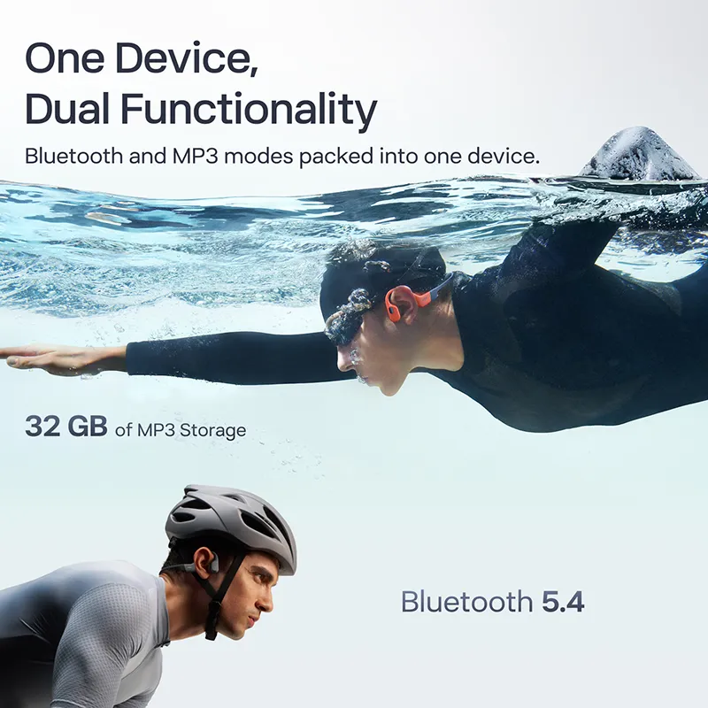 Casque à conduction osseuse OpenSwim Pro Bluetooth 5.4 MP3 32Go Rouge - SHOKZ - S711-ST-RD