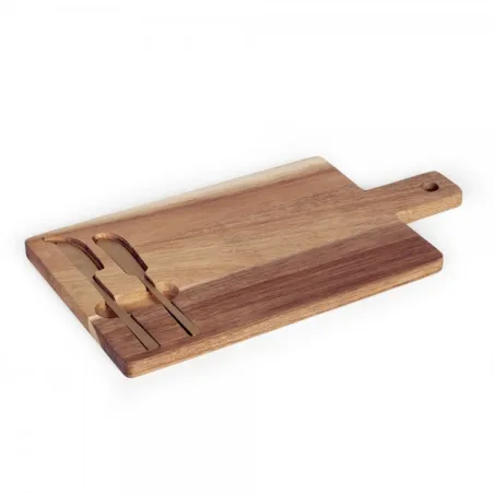 Plateau à fromage en acacia avec 2 couteaux - LIVOO - MEC138