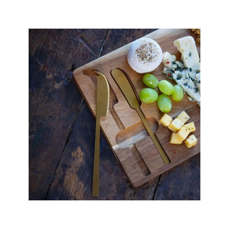 Plateau à fromage en acacia avec 2 couteaux - LIVOO - MEC138