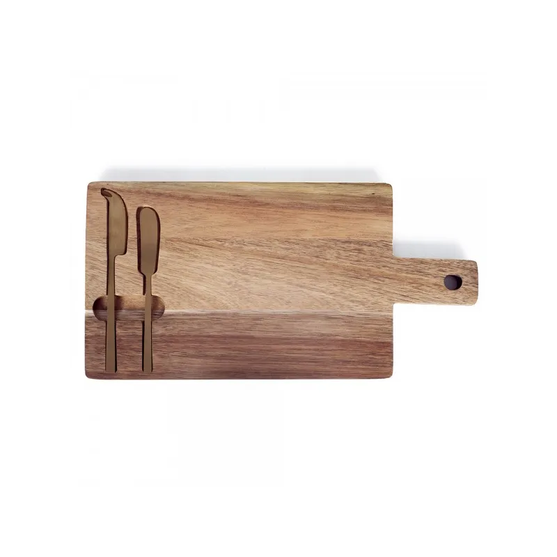 Plateau à fromage en acacia avec 2 couteaux - LIVOO - MEC138