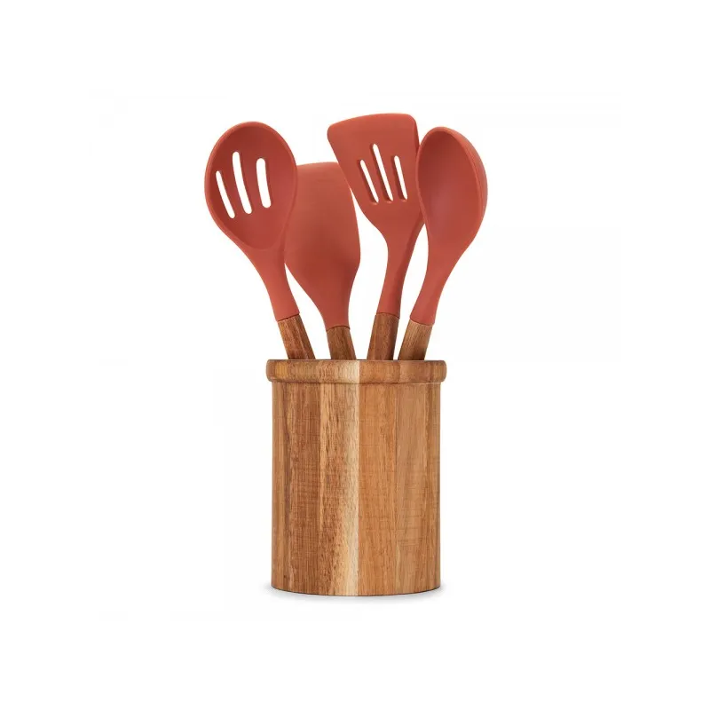Set de 4 ustensiles de cuisine avec pot Terracotta - LIVOO - MES153