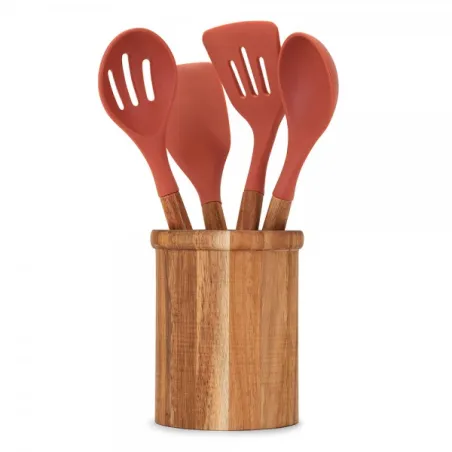 Set de 4 ustensiles de cuisine avec pot Terracotta - LIVOO - MES153