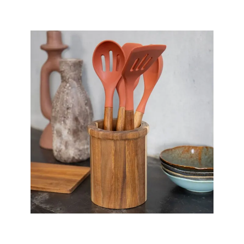Set de 4 ustensiles de cuisine avec pot Terracotta - LIVOO - MES153