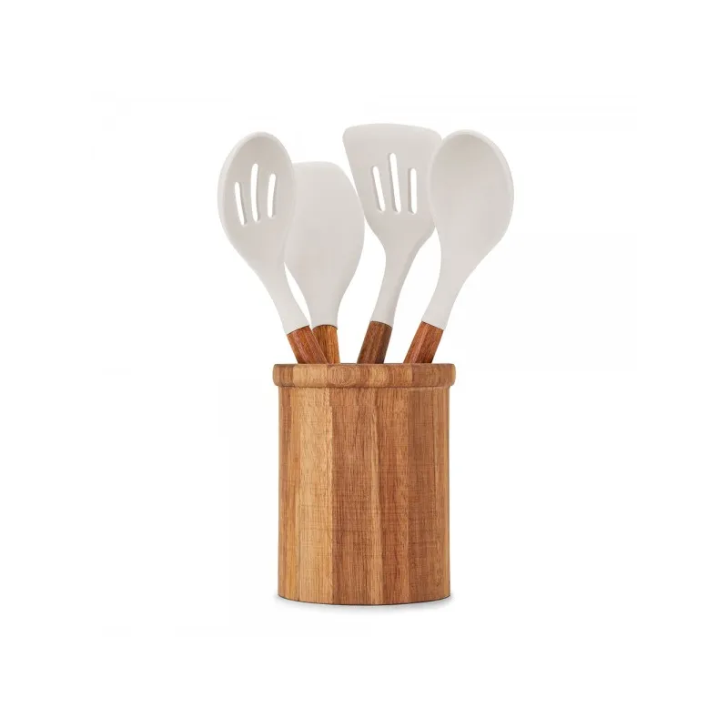 Set de 4 ustensiles de cuisine avec pot Gris - LIVOO - MES153G