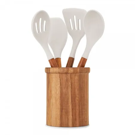 Set de 4 ustensiles de cuisine avec pot Gris - LIVOO - MES153G