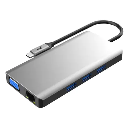 Hub USB-C 9 en 1 Gris anthracite - AKASHI - ALT28307