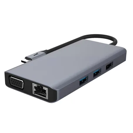 Hub USB-C 9 en 1 Gris anthracite - AKASHI - ALT28307