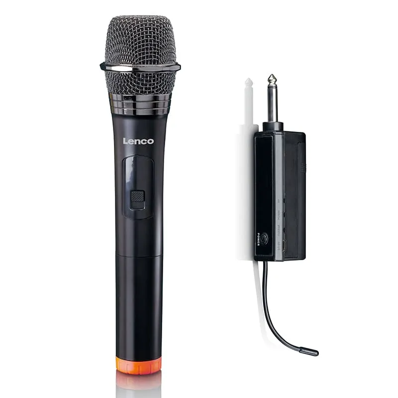 Microphone sans fil avec récepteur 6,3 mm Noir - LENCO - MCW011BK
