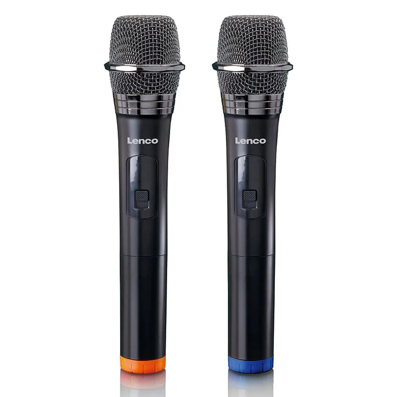 Set de 2 microphones sans fil avec récepteur 6,3 mm Noir - LENCO - MCW020BK