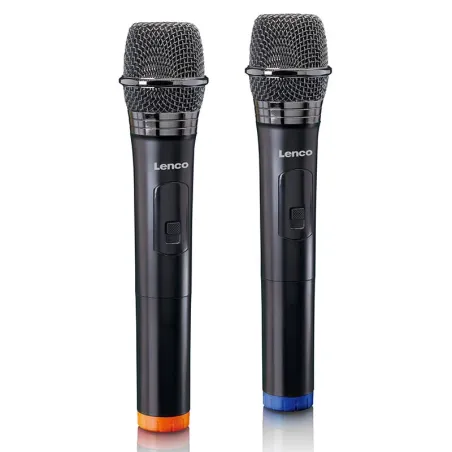 Set de 2 microphones sans fil avec récepteur 6,3 mm Noir - LENCO - MCW020BK