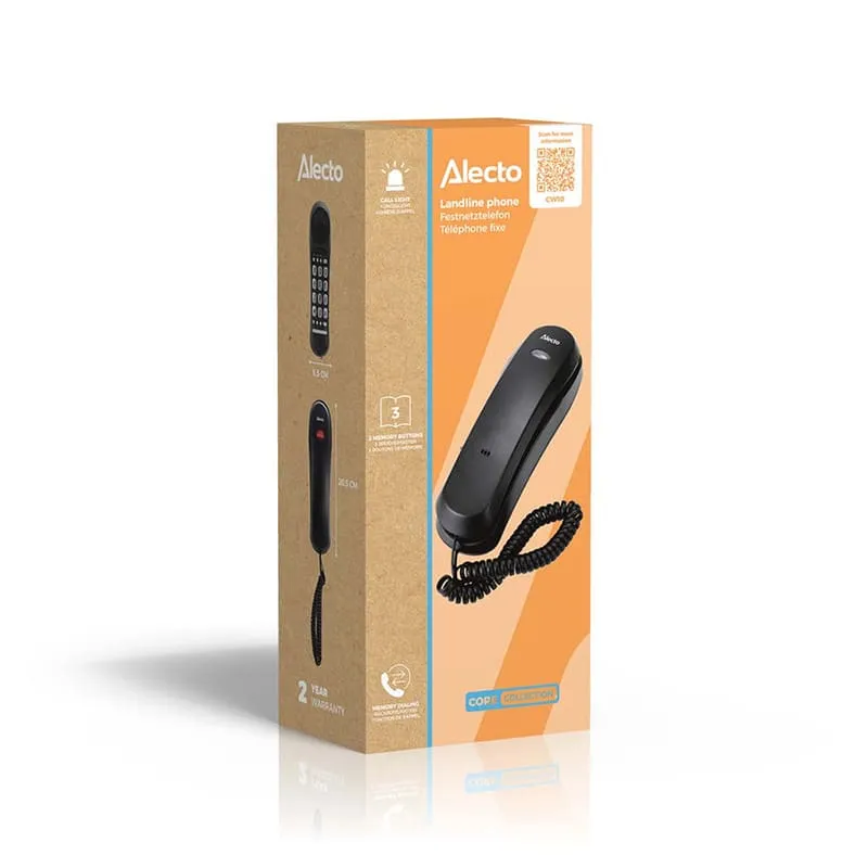 Téléphone filaire fixe simple avec touches mémoire Noir - ALECTO - CW10
