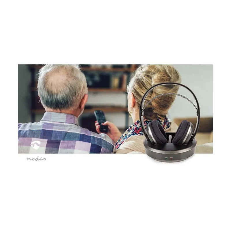 Casque TV sans fil RF Argent/Noir - NEDIS - HPRF210BK