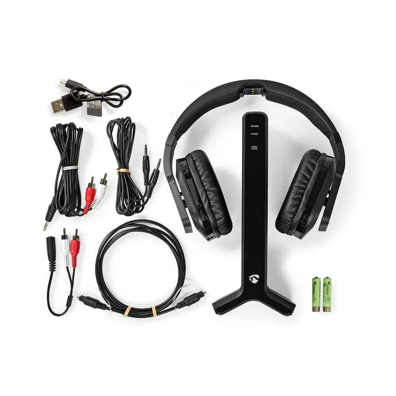 Casque TV sans fil RF 2.4 GHz Noir - NEDIS - HPRF321BK