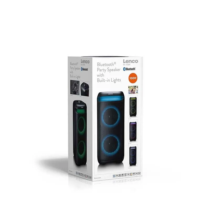 Enceinte bluetooth avec effets lumineux LED 100W Noir - LENCO - PA210BK
