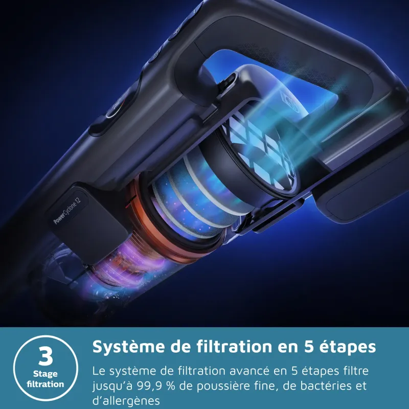 Aspirateur balai sans fil Série 8000 PowerCyclone 12 Aqua noir - PHILIPS - XC8057/1