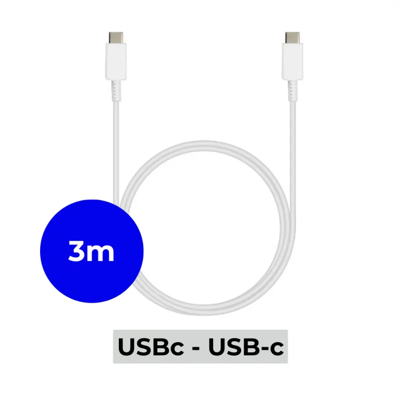 Câble de charge USB-C vers USB-C 3m Blanc - VORTEX - CAB3CCWHT