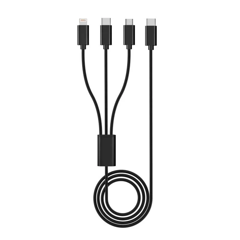 Câble de charge 3en1 USB-C vers Lightning/USB-C/Micro USB 2m Noir - VORTEX - CAB3IN12MBLK