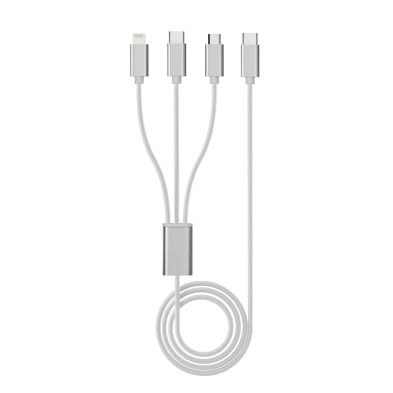 Câble de charge 3en1 USB-C vers Lightning/USB-C/Micro USB 2m Blanc - VORTEX - CAB3IN12MWHT