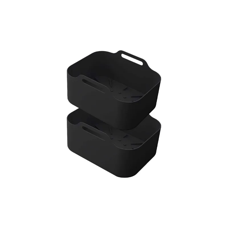 Set de 2 paniers rectangulaires en silicone 21,5cm Noir - KITCHENCOOK - SILIPOT2BLACK