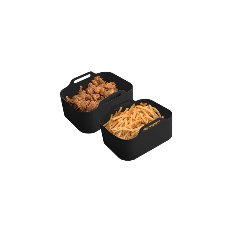 Set de 2 paniers rectangulaires en silicone 21,5cm Noir - KITCHENCOOK - SILIPOT2BLACK
