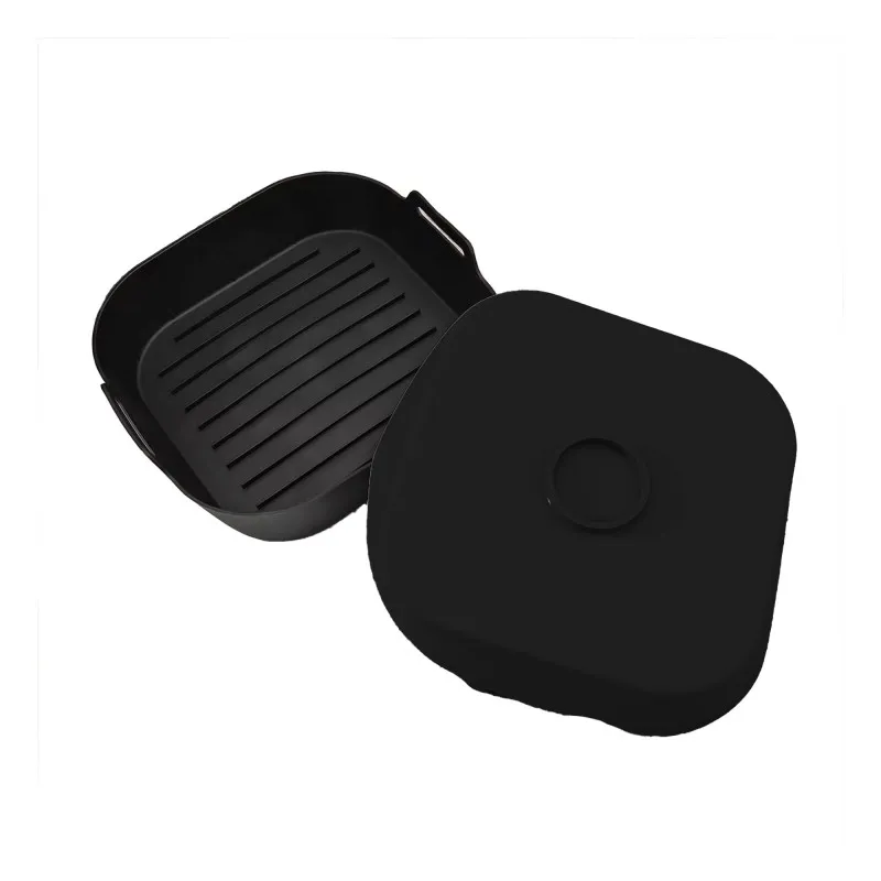Set de 2 paniers carrés en silicone 21 cm Noir - KITCHENCOOK - SILIPOTSQUAREBLK
