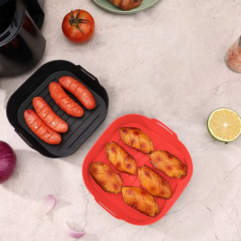 Set de 2 paniers carrés en silicone 21 cm Noir - KITCHENCOOK - SILIPOTSQUAREBLK