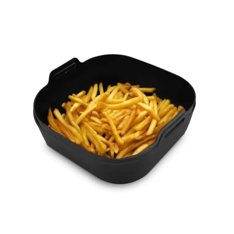 Set de 2 paniers carrés en silicone 21 cm Noir - KITCHENCOOK - SILIPOTSQUAREBLK