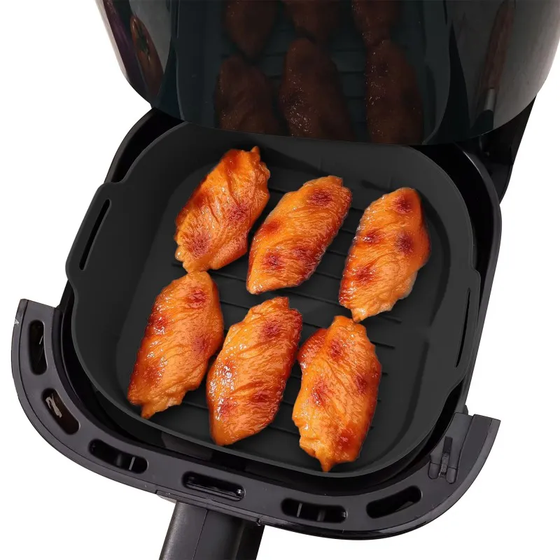 Set de 2 paniers carrés en silicone 21 cm Noir - KITCHENCOOK - SILIPOTSQUAREBLK